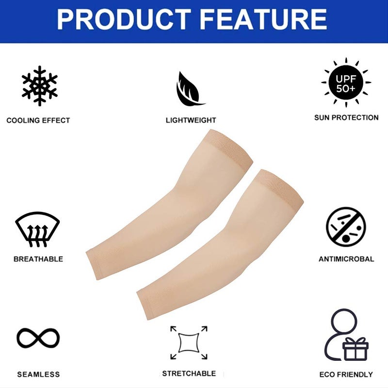 TEVEUNI 2Pairs Arm Sleeves for Women Men with Hand Cover Compression Arm Sleeve Tattoo Cover Up Sleeves to Cover Arms Women's Warm & Cooling Arm Warmers - Image 2